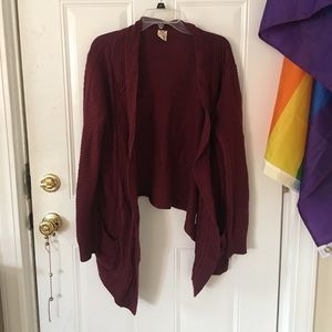 Knitted open front cardigan with pockets